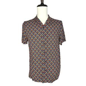 ASOS Design | Men | Geometric Scale Print SS Button Up Shirt | Size Small